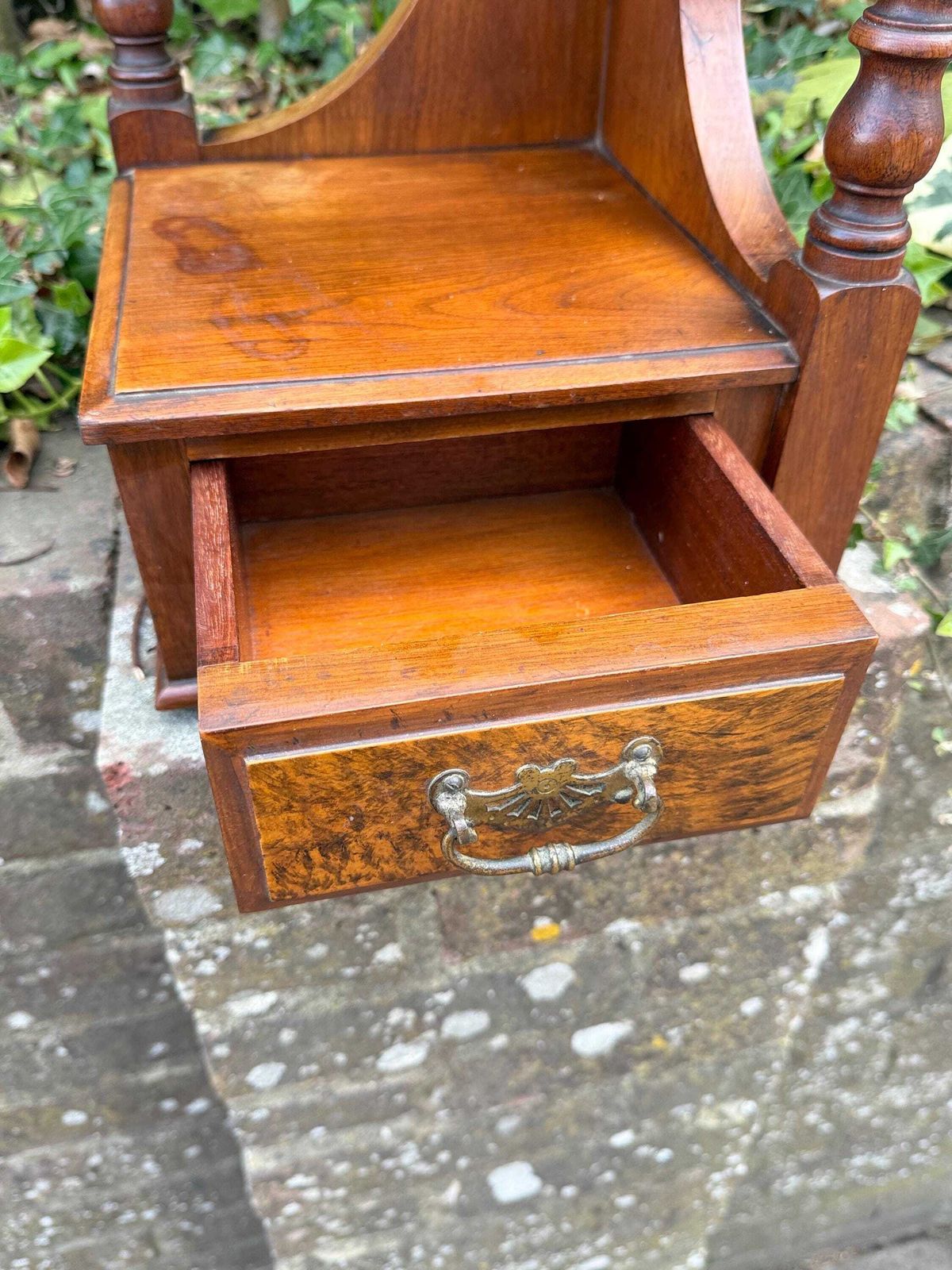 195.0 Edwardian Satinwood And Walnut Corner Shelf Antique Furniture Fragment, Architectural Shelf Unit photo