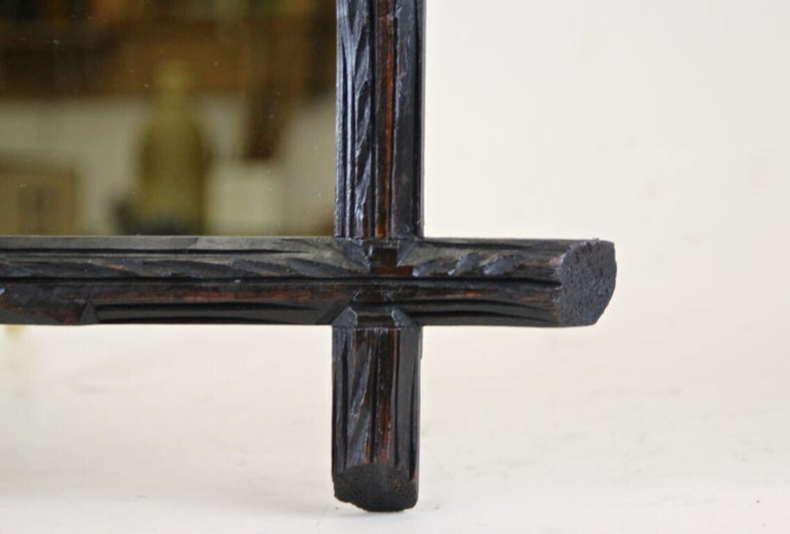 19th Century Rustic Black Forest Wall Mirror   Hand Carved, Austria, Circa 1880 photo vinterior