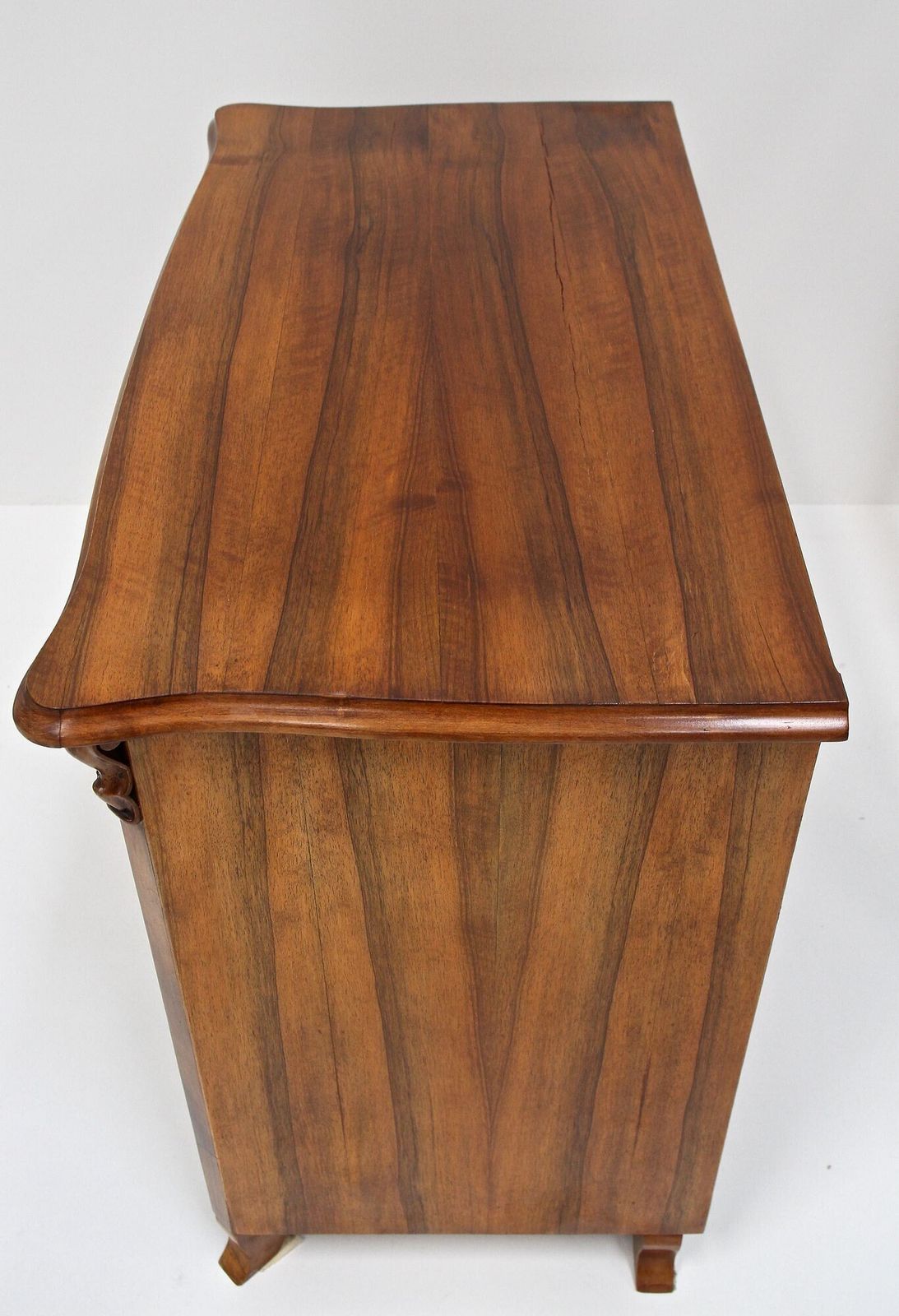 photo furniture 19th Century Biedermeier Chest Of Drawers With Carvings, Nutwood   At Ca. 1860