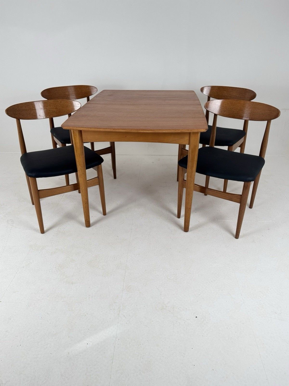 Mid Century  Rectangle Extending Jentique Dining Table 4 Matched Chairs Teak Mcm photo for sale