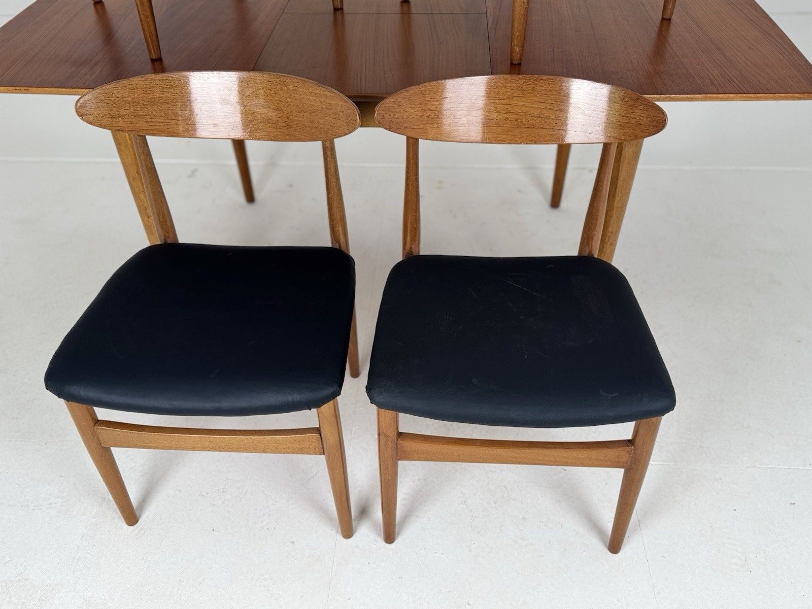 photo for sale Mid Century  Rectangle Extending Jentique Dining Table 4 Matched Chairs Teak Mcm