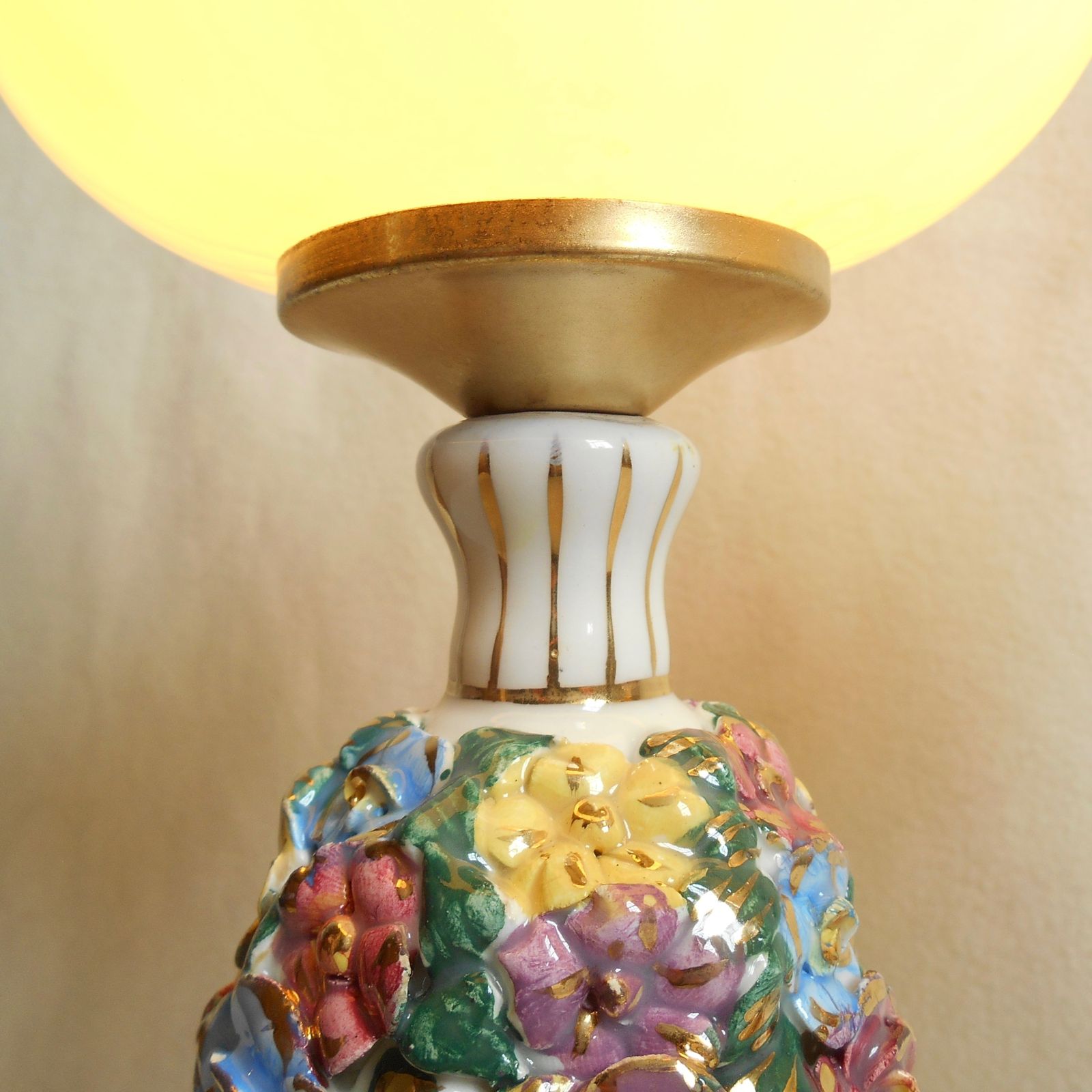 Paire de lampes de table Capodimonte en porcelaine italienne à décor floral photo buy