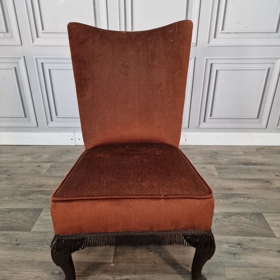 Vintage Bedroom Nursing Chair Upholstered Slipper Dressing Seat Cabriole Legs photo Furniture