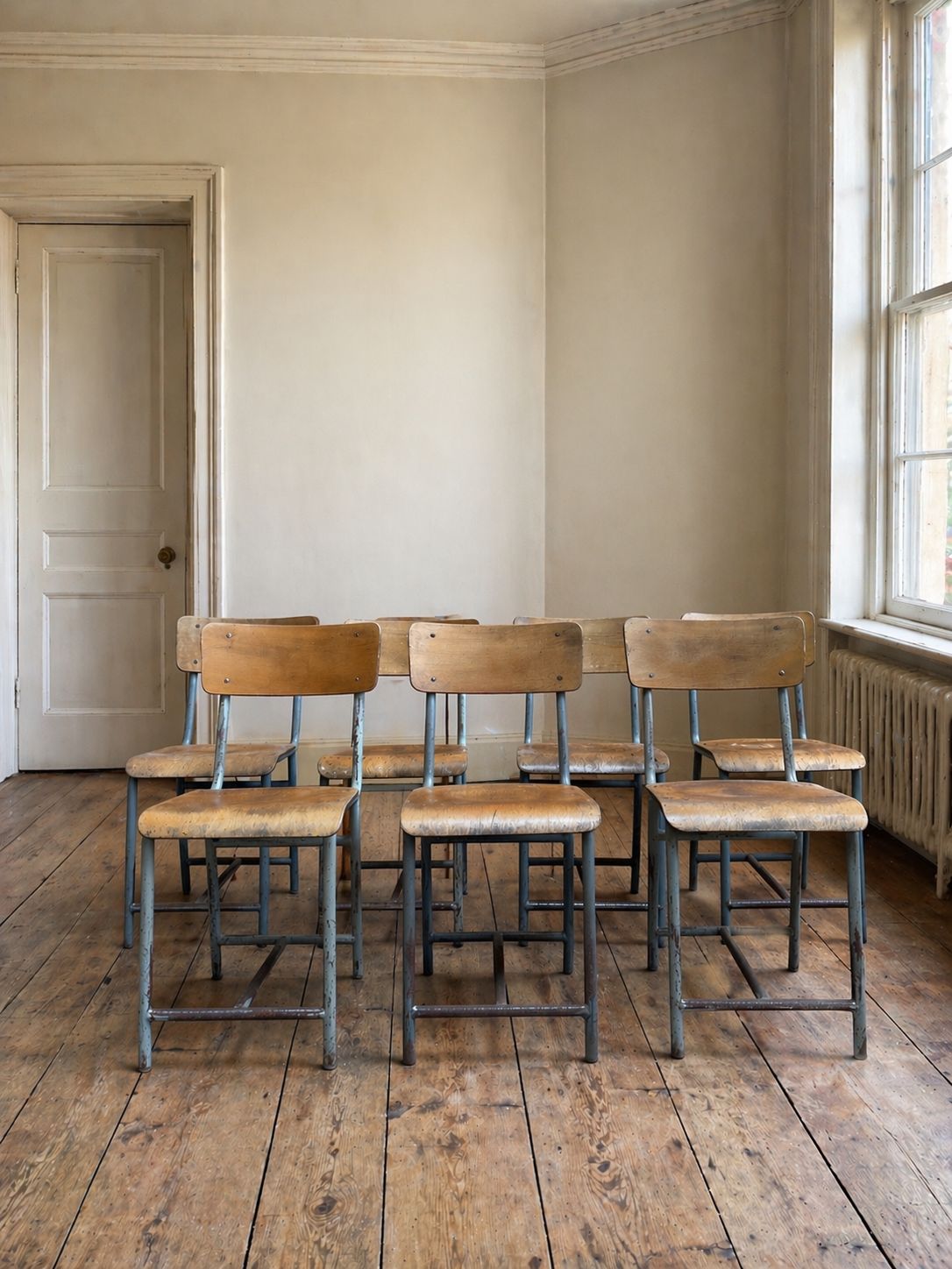 Set Of 7 Vintage French Mullca Chairs