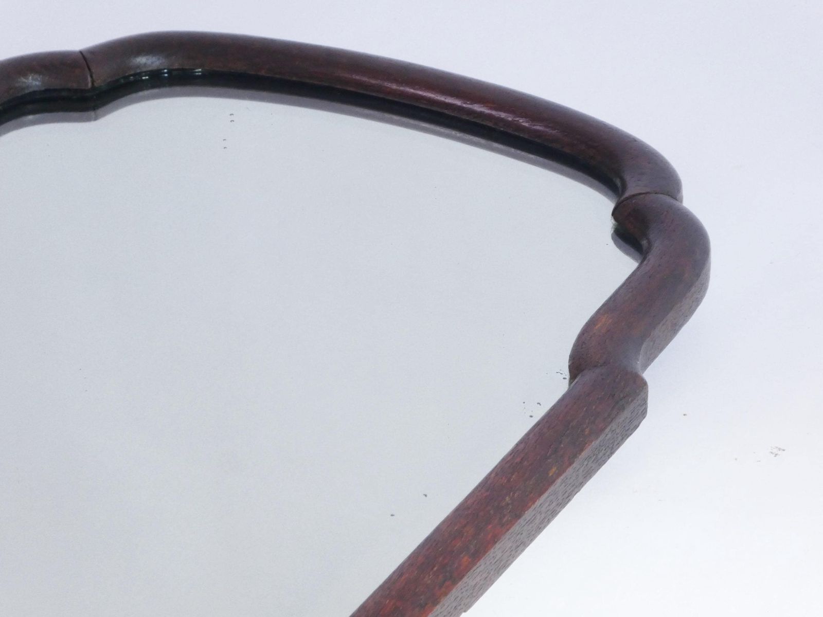 Antique Dark Oak Scalloped Mirror, Dutch Wooden Wall Mirror, 19th Century Farmhouse Decor, Wall Hanging photo Home Decor