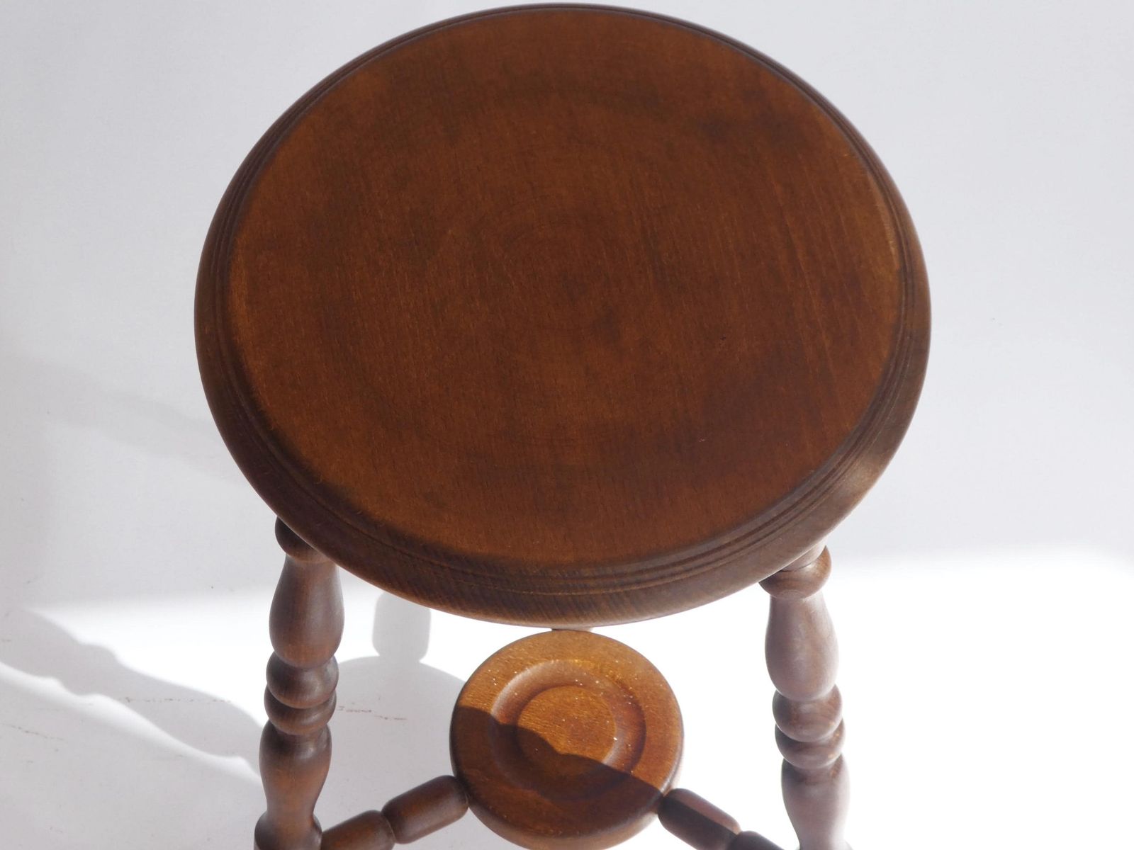 Antique English Bobbin Wooden Stool, Wooden Round Carved Side Table, Farmhouse Decor, Plant Stand photo Furniture