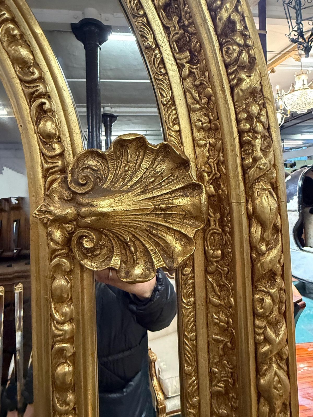 Grand Antique Style Gilded Mirror – Ornate French Rococo Design photo for sale