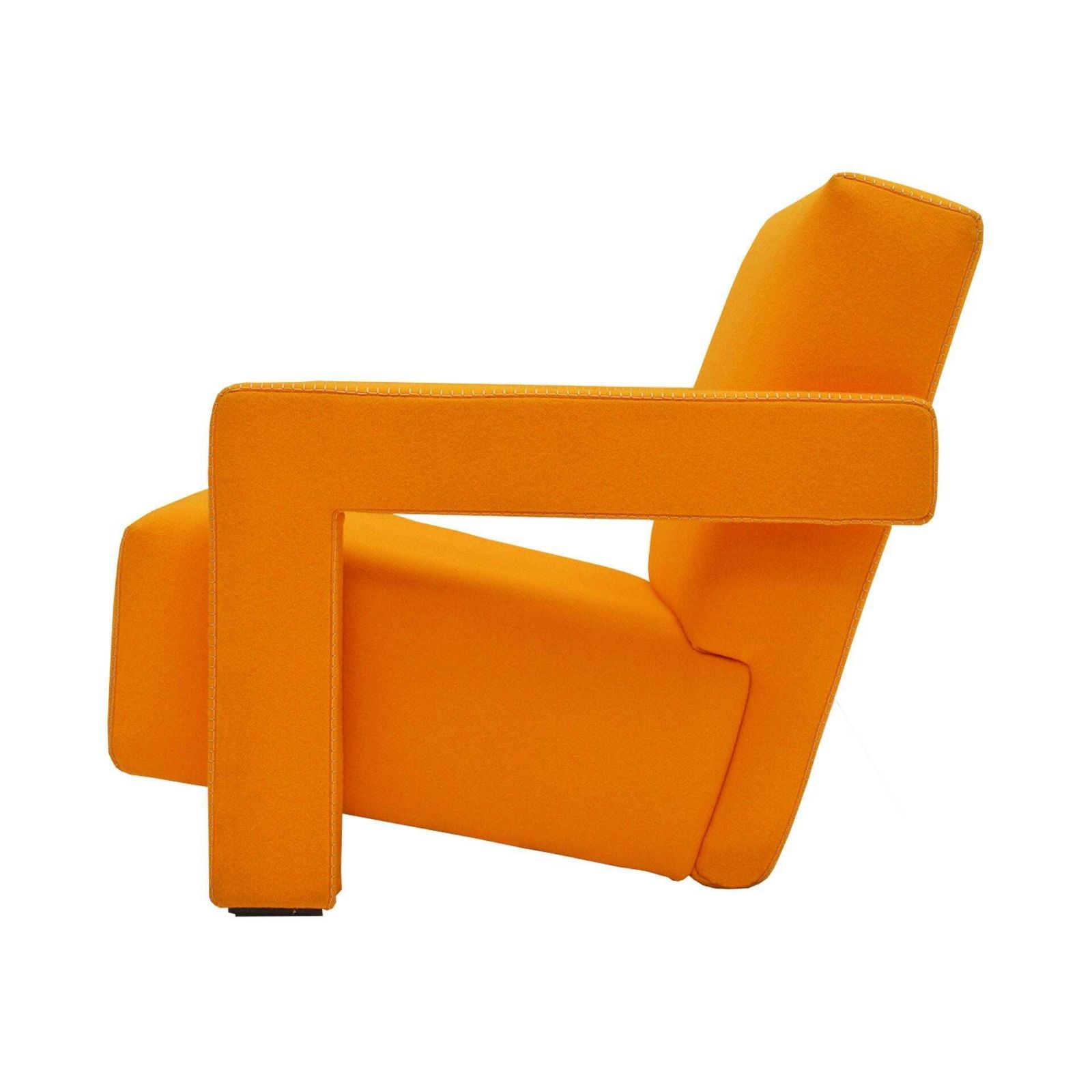 20th Century Thomas Rietveld Orange Wool Fabric Pair Of Utrecht Armchairs 1935 photo Furniture
