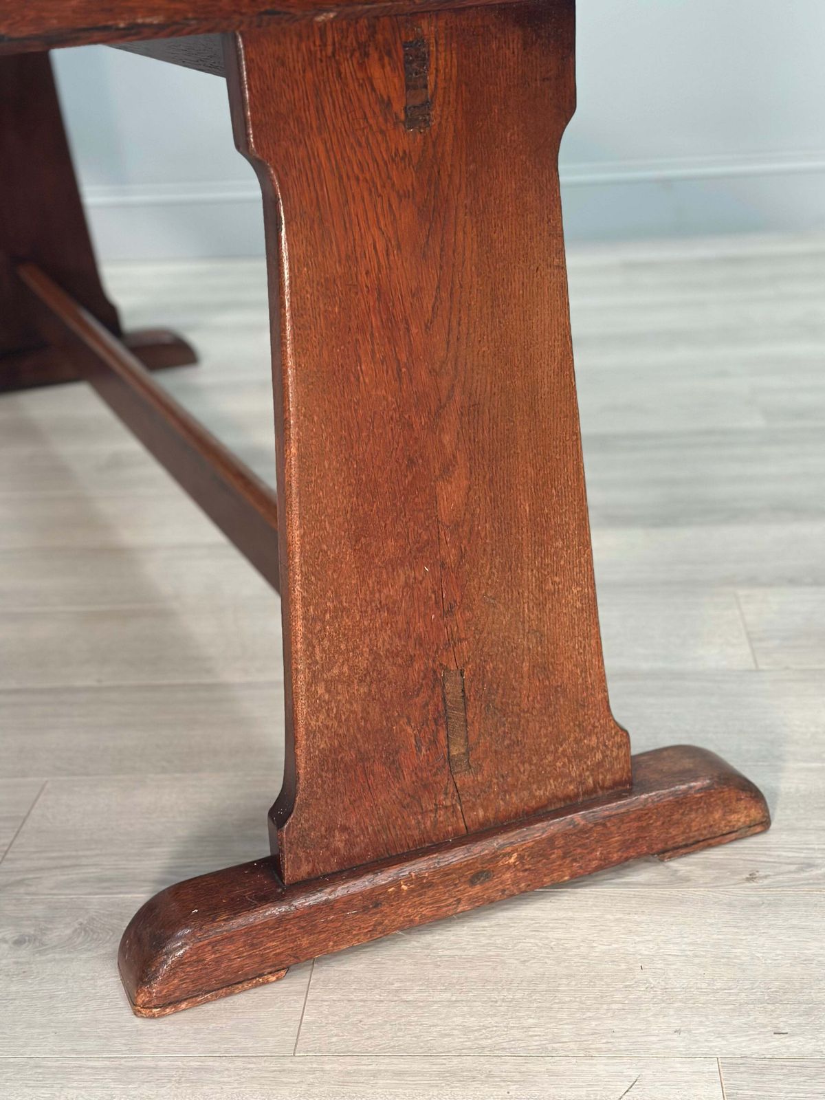 1428.0 Large Military Arts & Crafts Oak Refectory Table photo