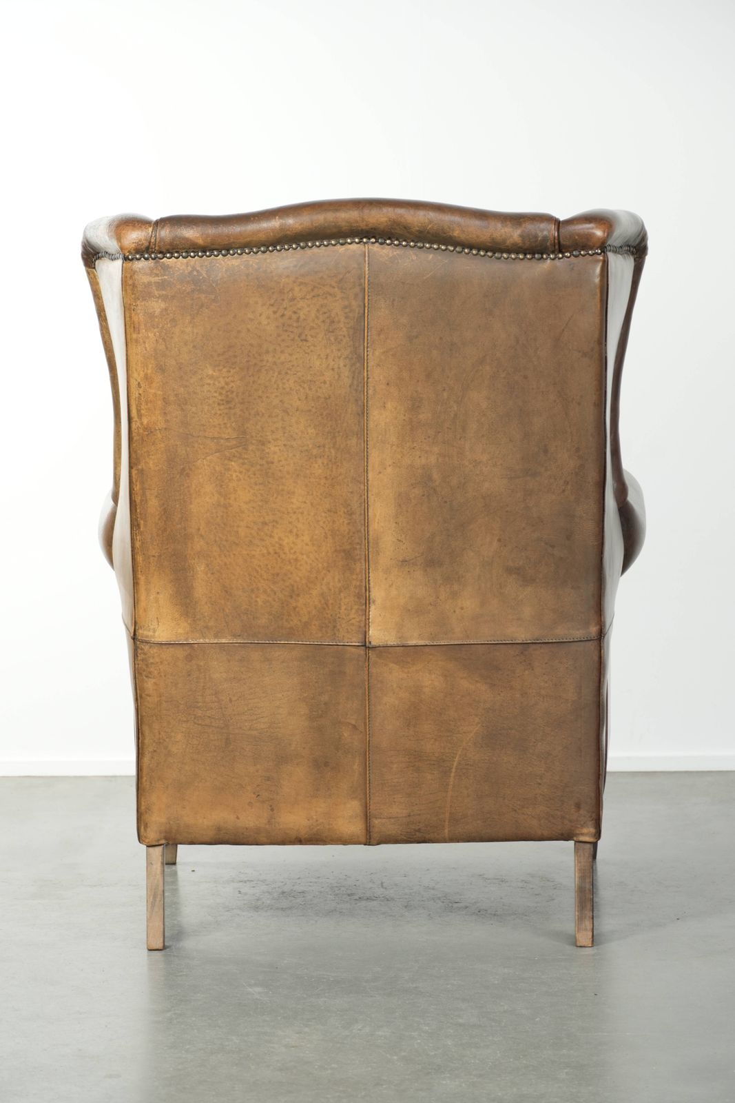 Large, Characterful Sheepskin Wing Armchair With Beautiful Warm Colors And A Stunning English Style Patina. photo Furniture