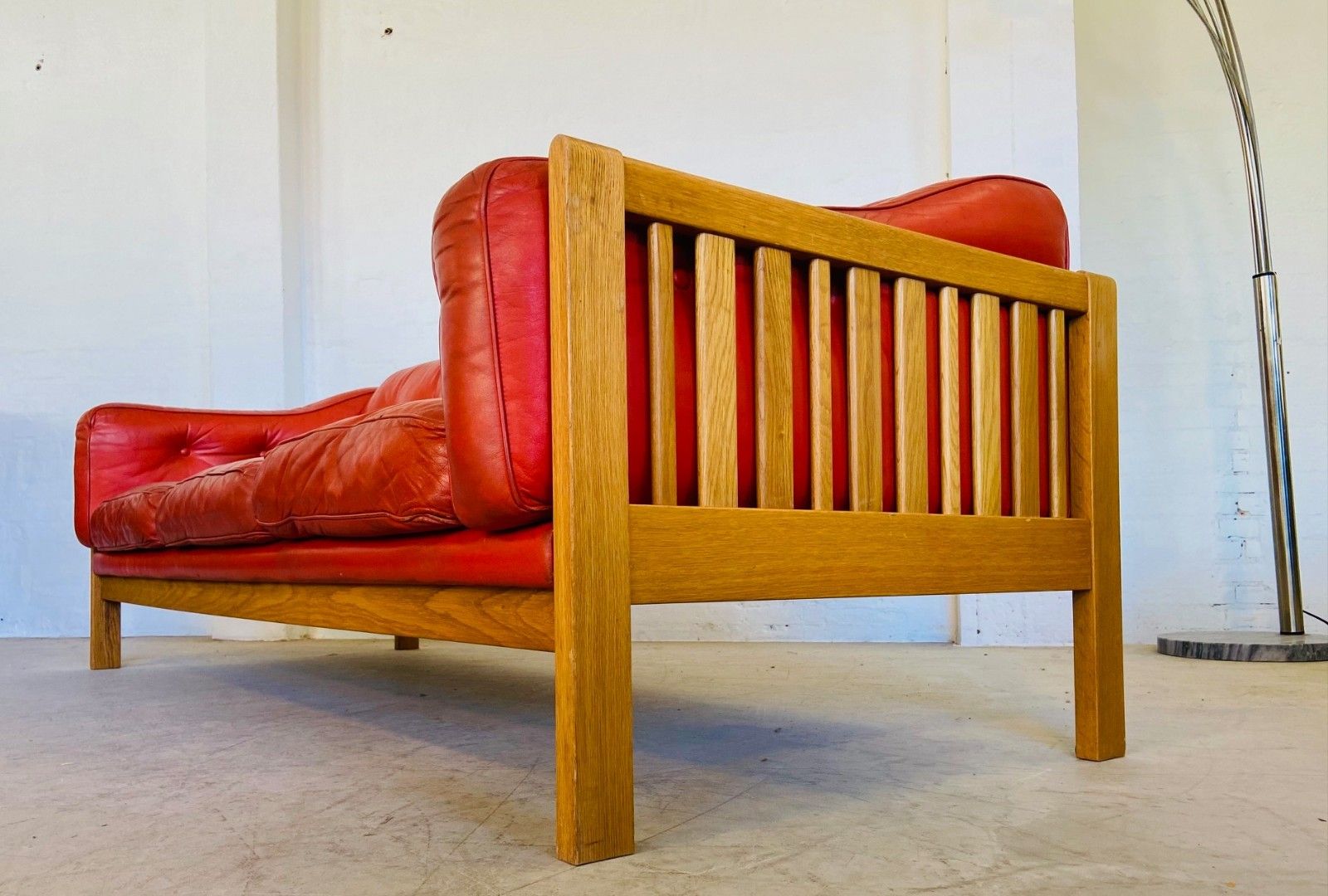 Vintage Swedish Mid Century  3 Person  Cognac Leather Sofa 1960,S photo vinterior