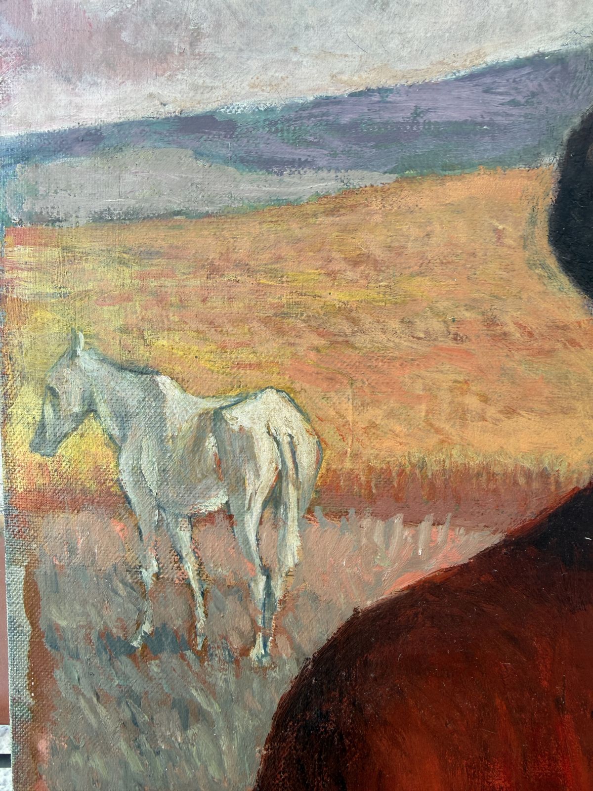José Antonio Castro Cadenas Spanish Rural Woman With Basket Harvest Landscape Figurative Oil 1976 Andalusian 1976 photo vinterior
