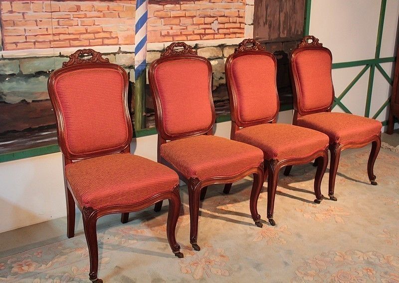 Suite Of 4 Nap Chairs. III Cuban Mahogany Jeanselme 19th photo furniture