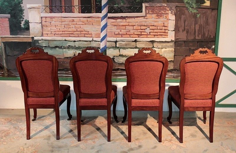 Suite Of 4 Nap Chairs. III Cuban Mahogany Jeanselme 19th photo Furniture