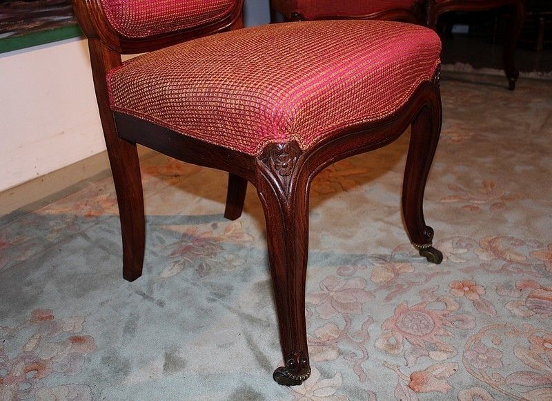 photo furniture Suite Of 4 Nap Chairs. III Cuban Mahogany Jeanselme 19th
