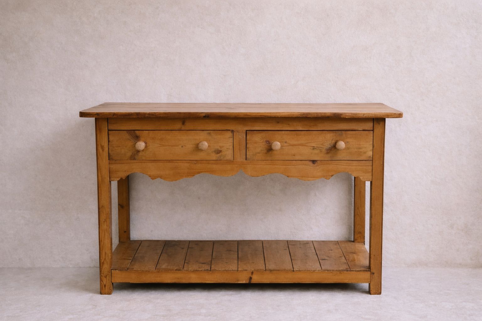 Rustic Country House Pine Console / Serving Table With Drawers
