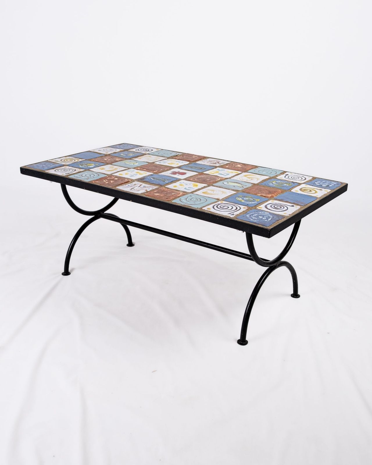 Coffee Table In Wrought Iron And Glazed Ceramic Tiles, France, 2013 photo Furniture