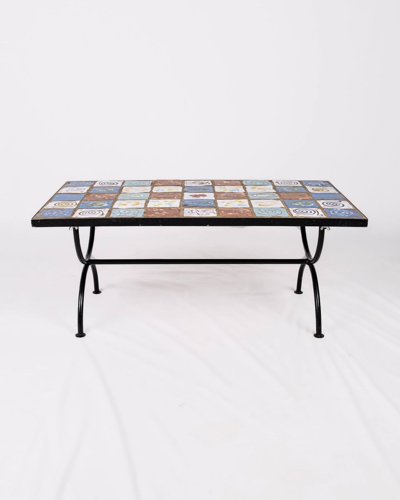 Coffee Table In Wrought Iron And Glazed Ceramic Tiles, France, 2013 photo 680.0