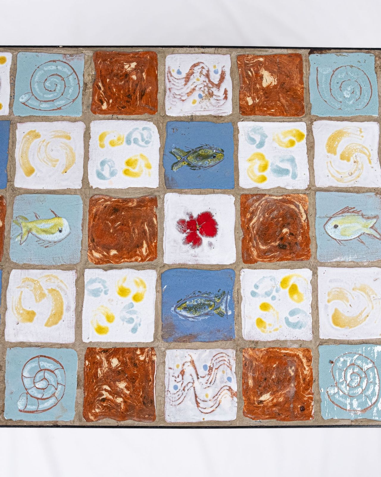Coffee Table In Wrought Iron And Glazed Ceramic Tiles, France, 2013 photo vintage