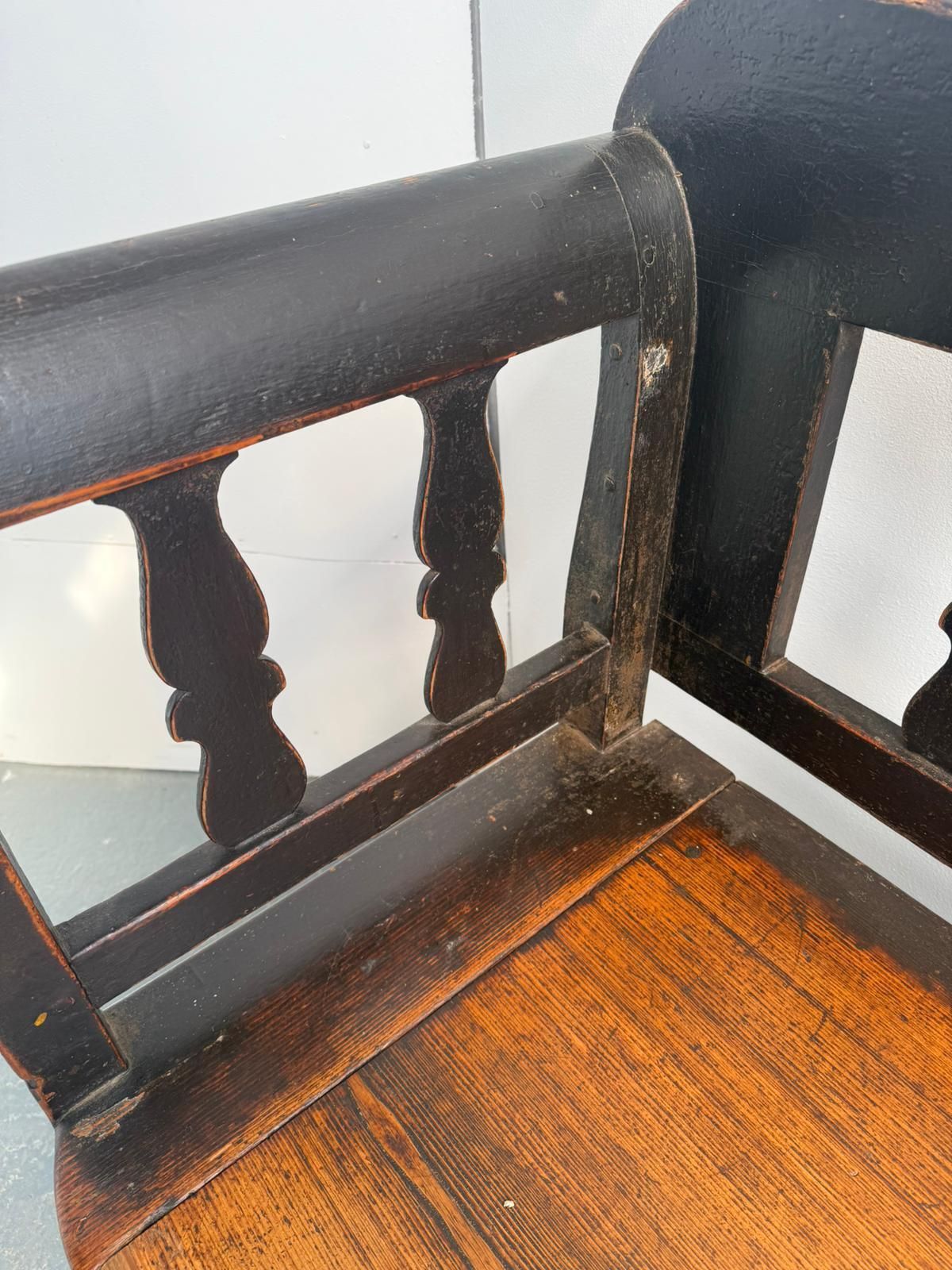 A Georgian Original Hungarian Painted Black Pine 3 Seater Bench photo Furniture