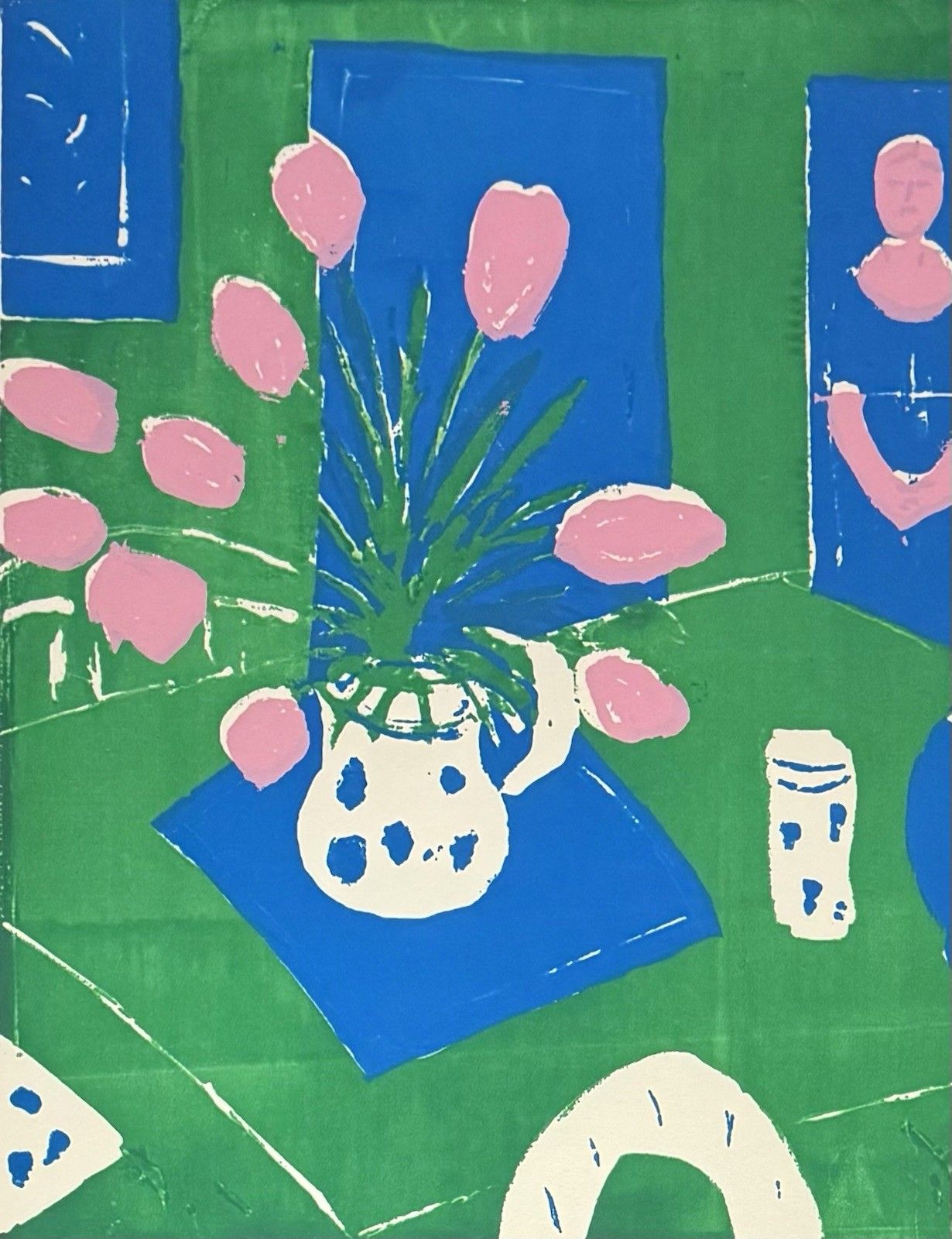 Pink Tulips, Screenprint By Paul Crotto (1922 2016) Limited Edition, 7/22 C.1970 photo Art