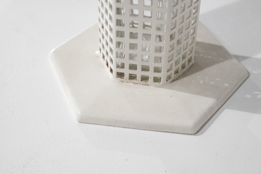 Home Decor Flower Vase Skyscraper By Josef Hoffmann For Bieffeplast, Italy 1980s. photo
