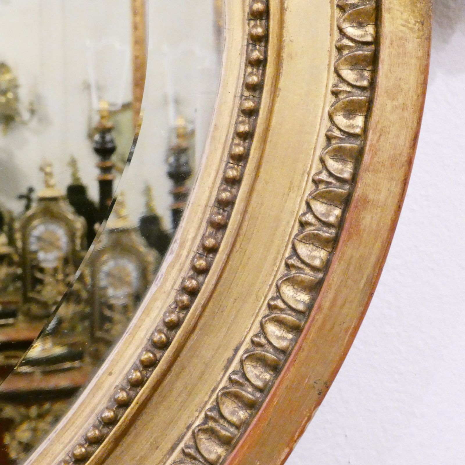 Edwardian Adam Style Giltwood Oval Wall Mirror photo vintage