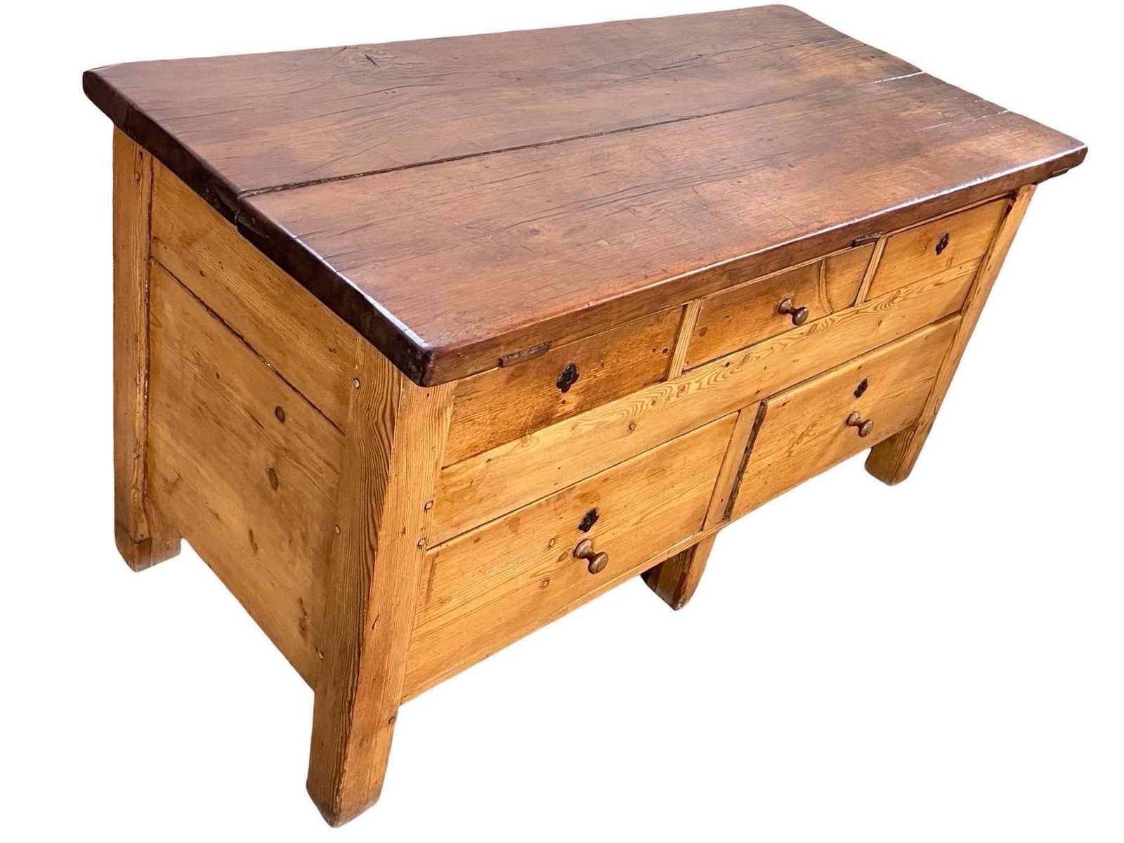 Dutch Antique Butcher Block / Kitchen Table In Pine And Chestnut photo Furniture