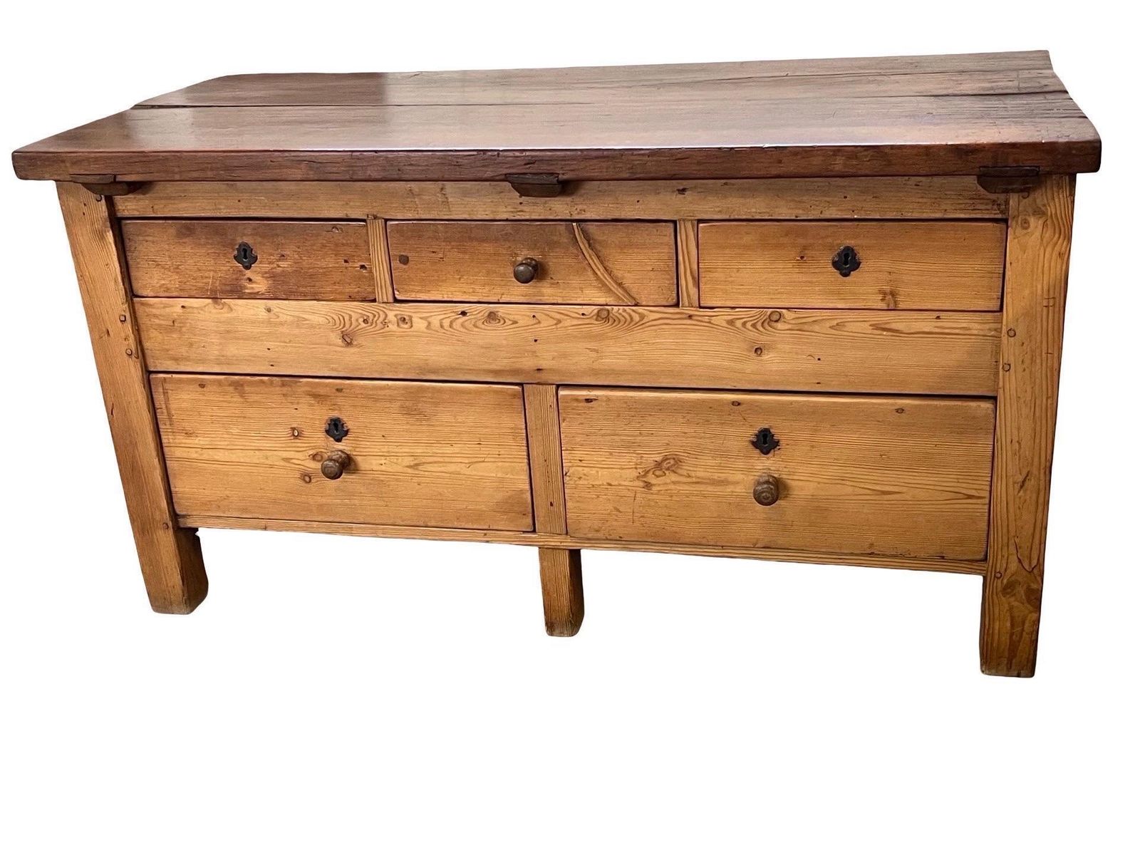 Dutch Antique Butcher Block / Kitchen Table In Pine And Chestnut photo buy