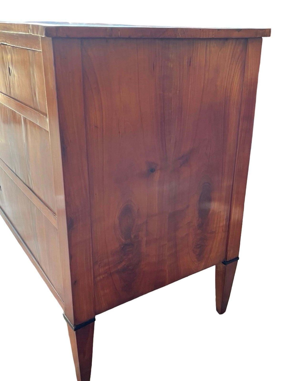 Antique Italian Neoclassical Cherry Commode With Veneer And Ebonized Trim photo Furniture