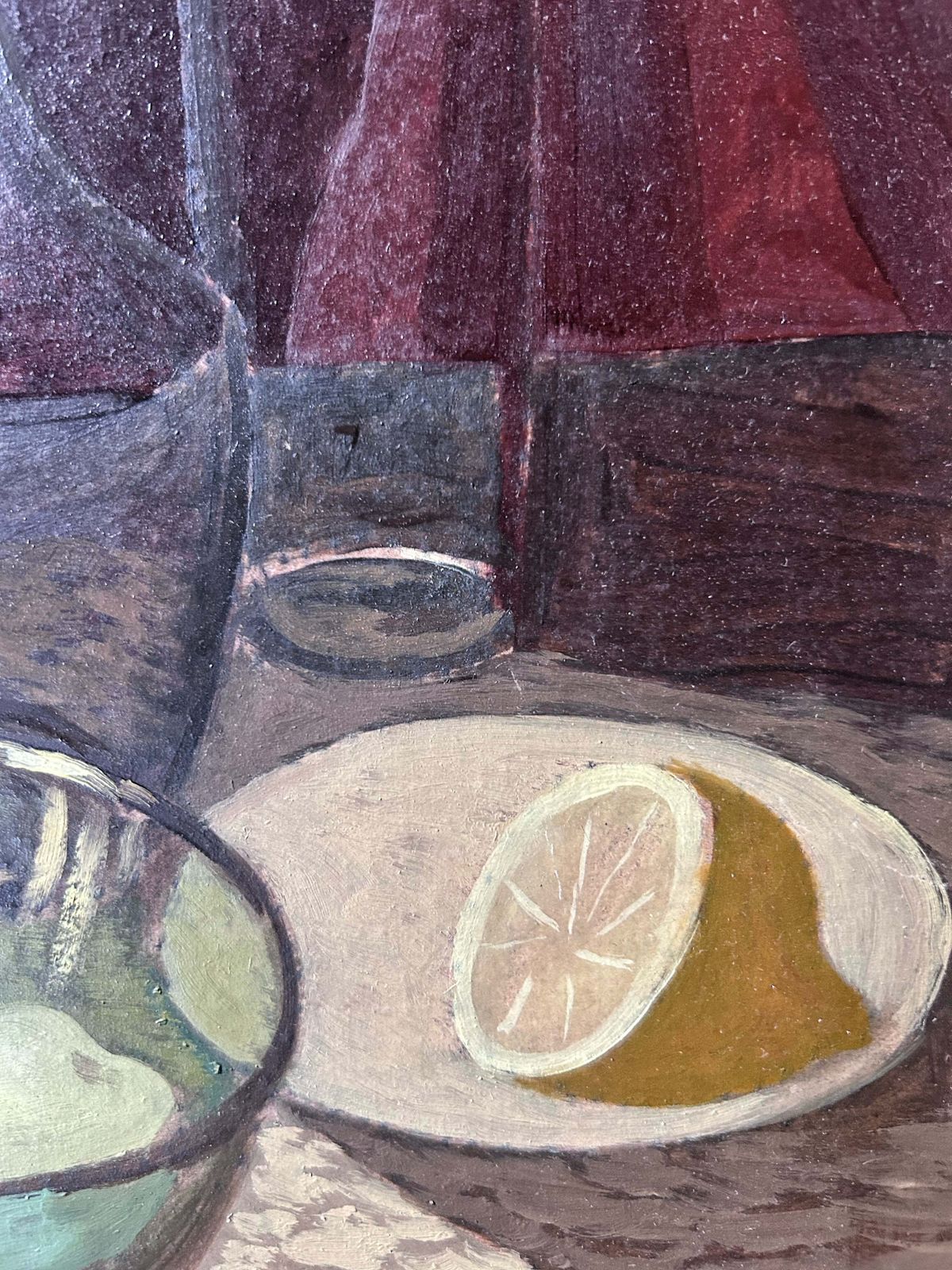 Swedish Mid Century Still Life With Fruit Oil Painting On Board Signed And Dated photo furniture