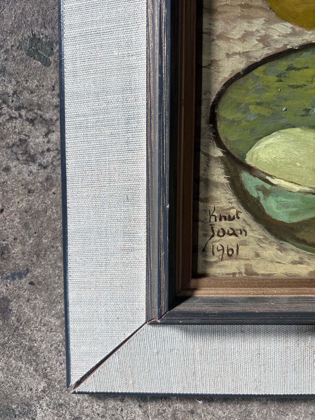 Swedish Mid Century Still Life With Fruit Oil Painting On Board Signed And Dated photo for sale