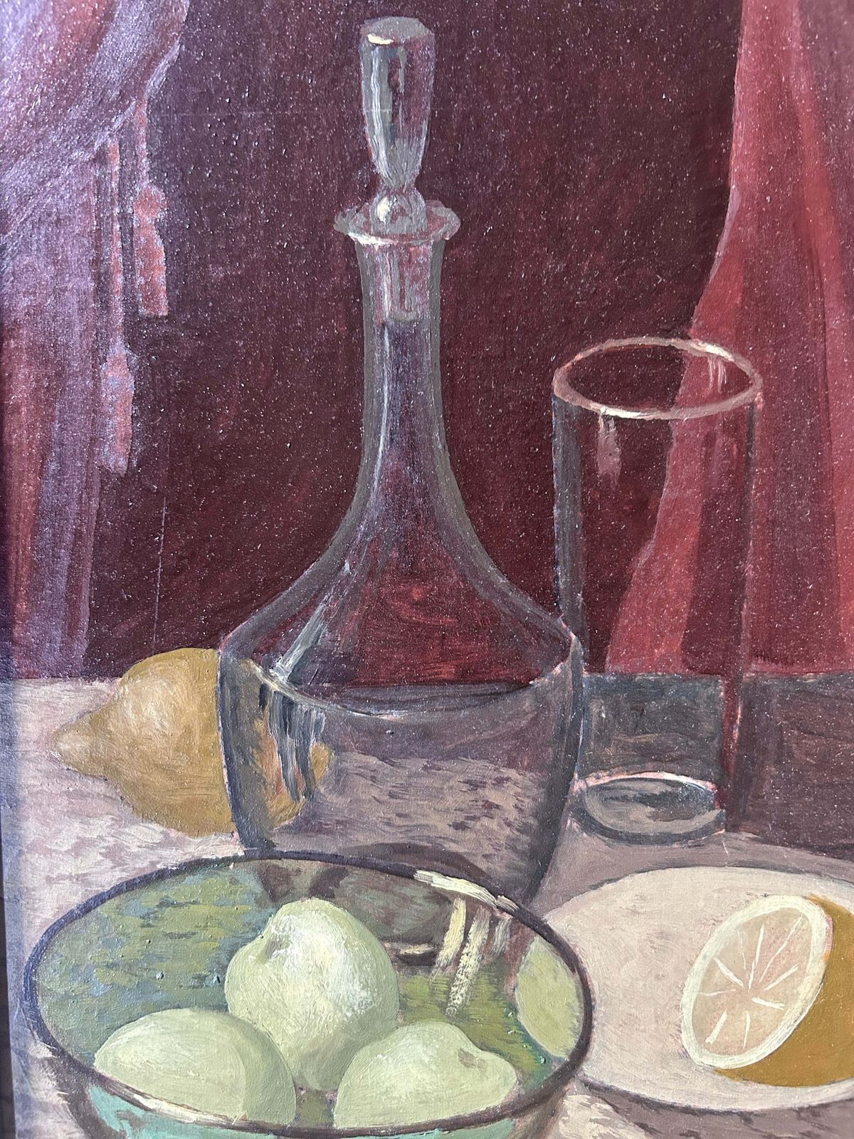 Swedish Mid Century Still Life With Fruit Oil Painting On Board Signed And Dated photo 145.0