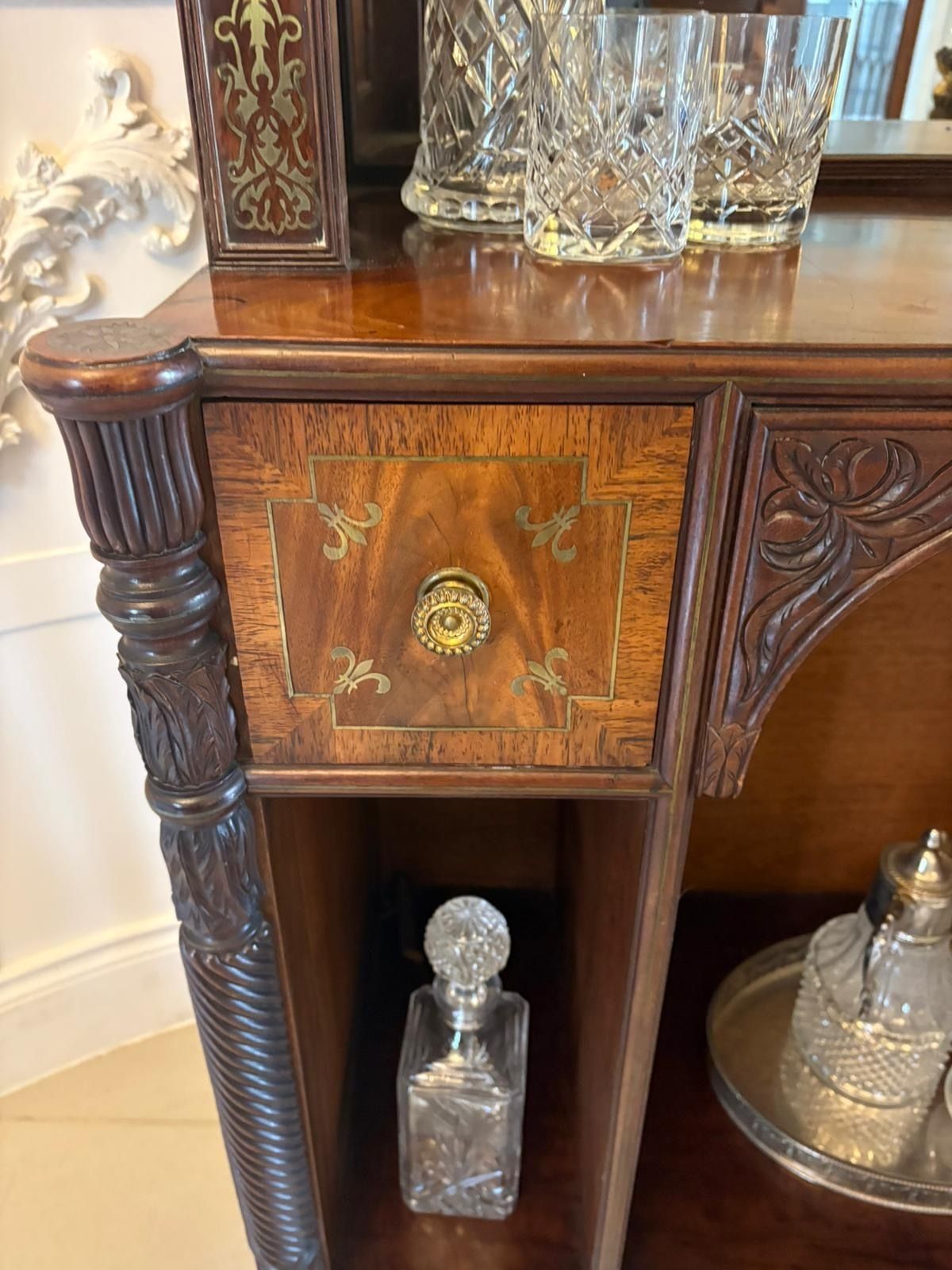 Antique 19th Century Rosewood Brass Inlaid Open Bookcase photo Furniture