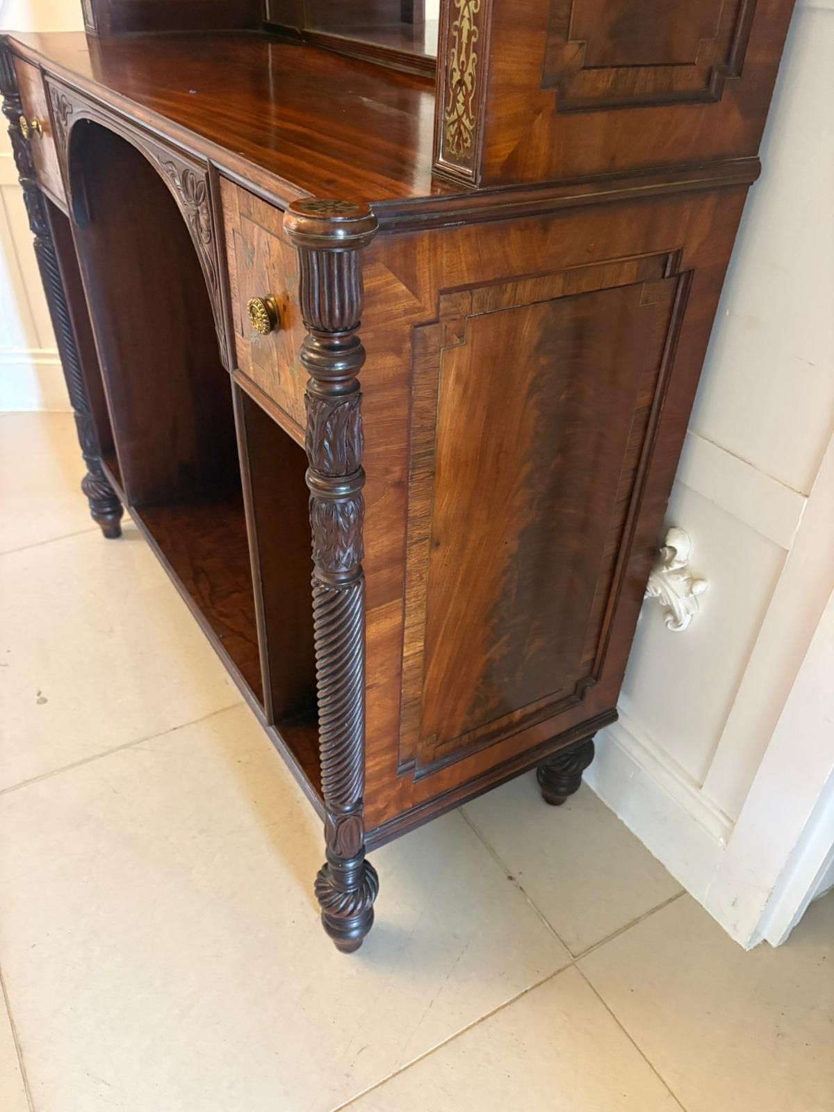 photo vinterior Antique 19th Century Rosewood Brass Inlaid Open Bookcase