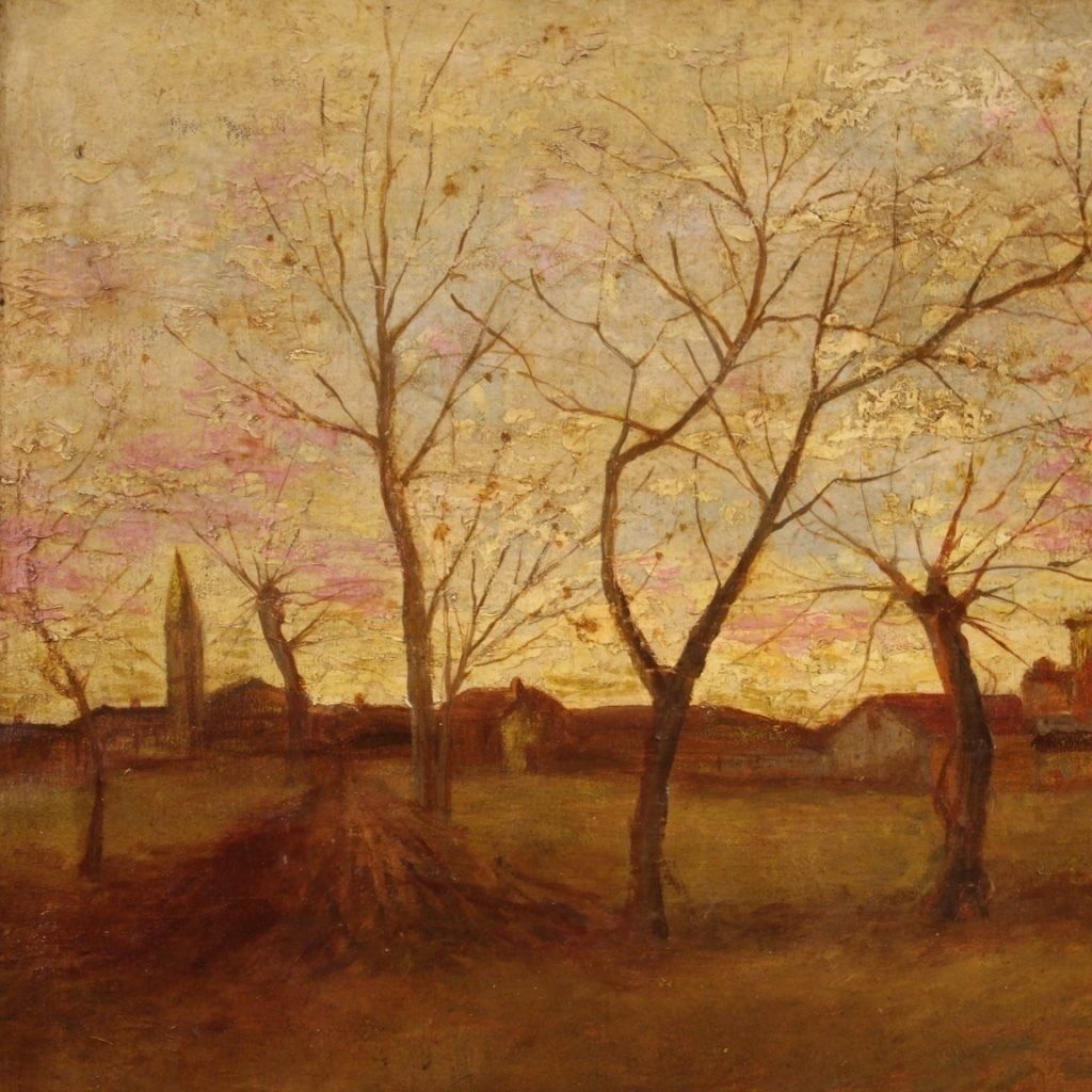 Peinture de paysage bucolique, milieu du XXe siècle photo Art