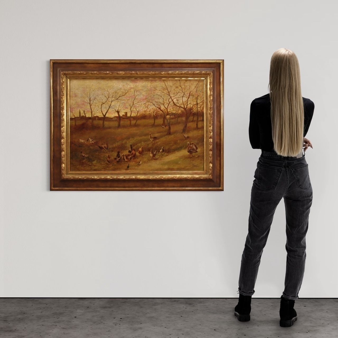 photo buy Peinture de paysage bucolique, milieu du XXe siècle