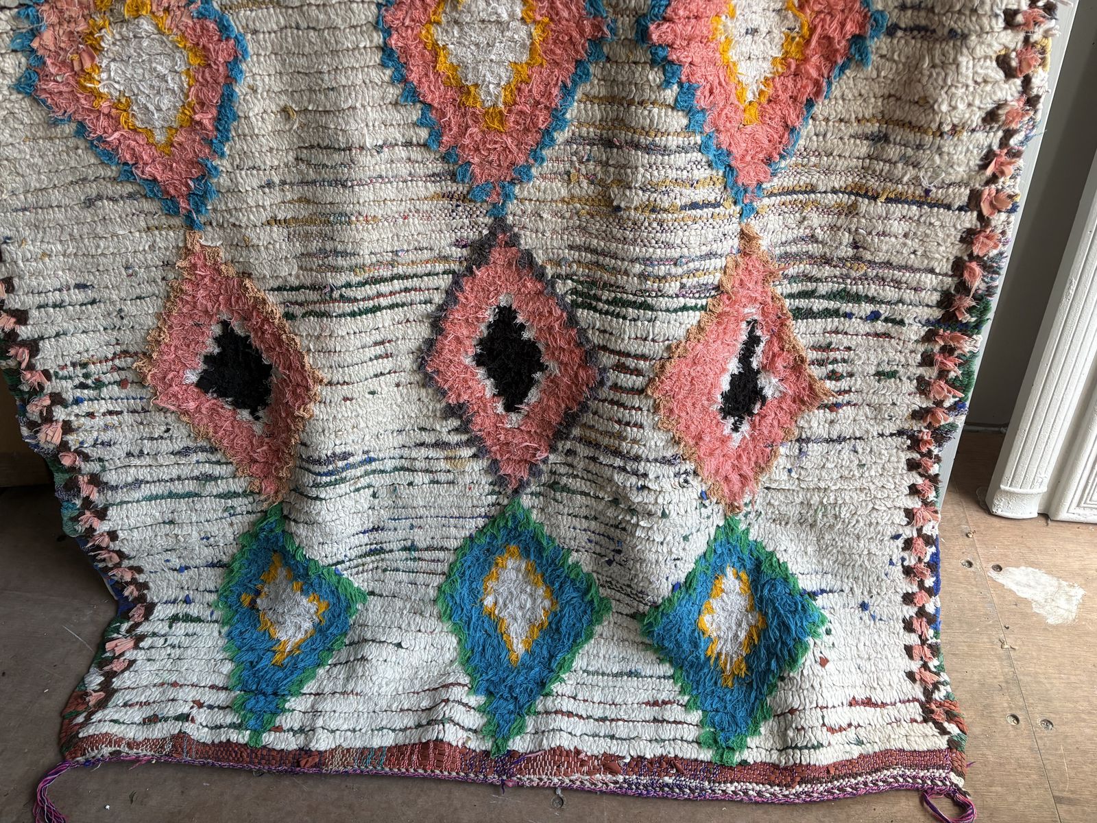 Authentic Vintage Moroccan Beni Berber Handwoven Wool Rug 236 Cm X 126 Cm photo buy