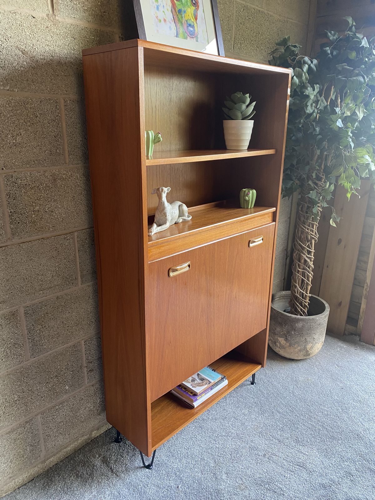 Vintage G Plan Bookcase Display Cabinet Teak Mid Century Hairpin Legs photo Furniture
