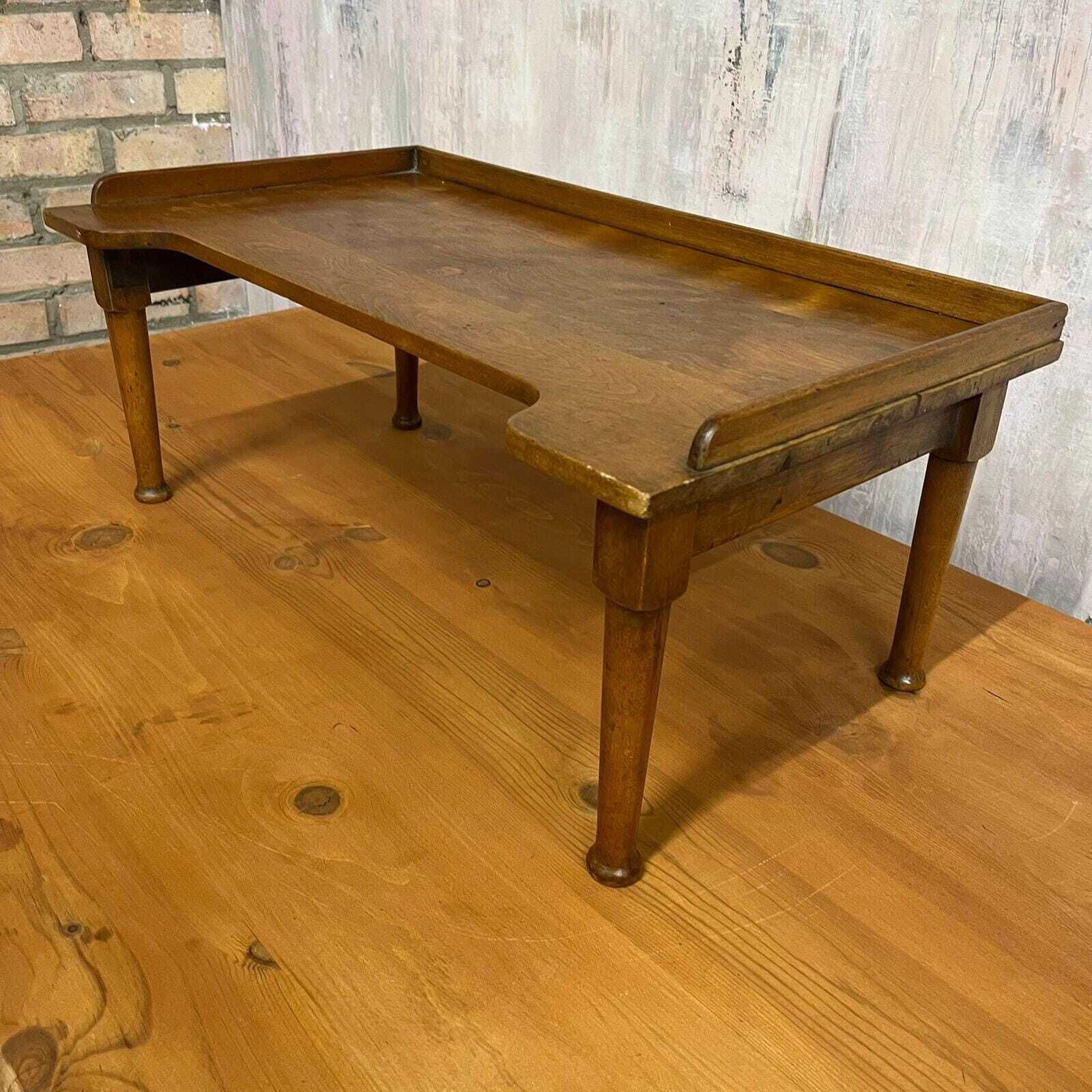 Antique Edwardian Beech Bed Tray Shaped Front Ball Feet photo 79.0
