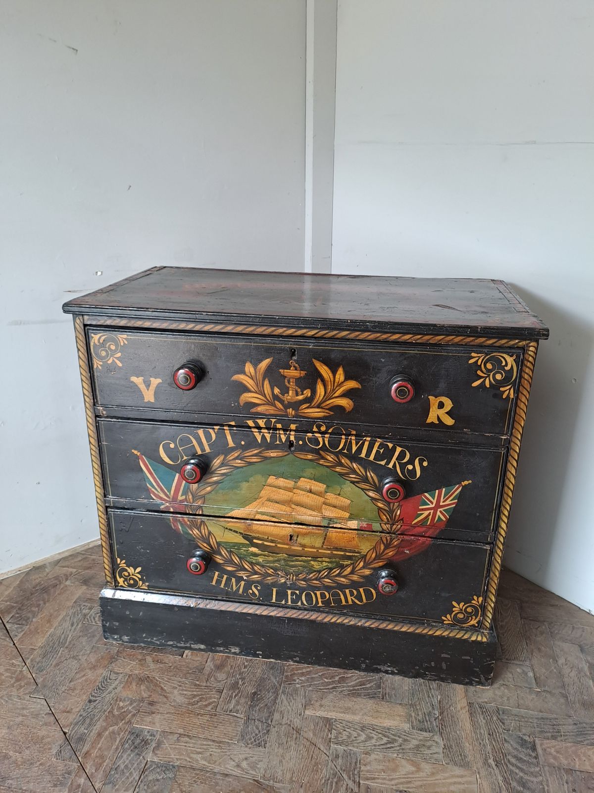 Painted Maritime Style Chest Of Drawers