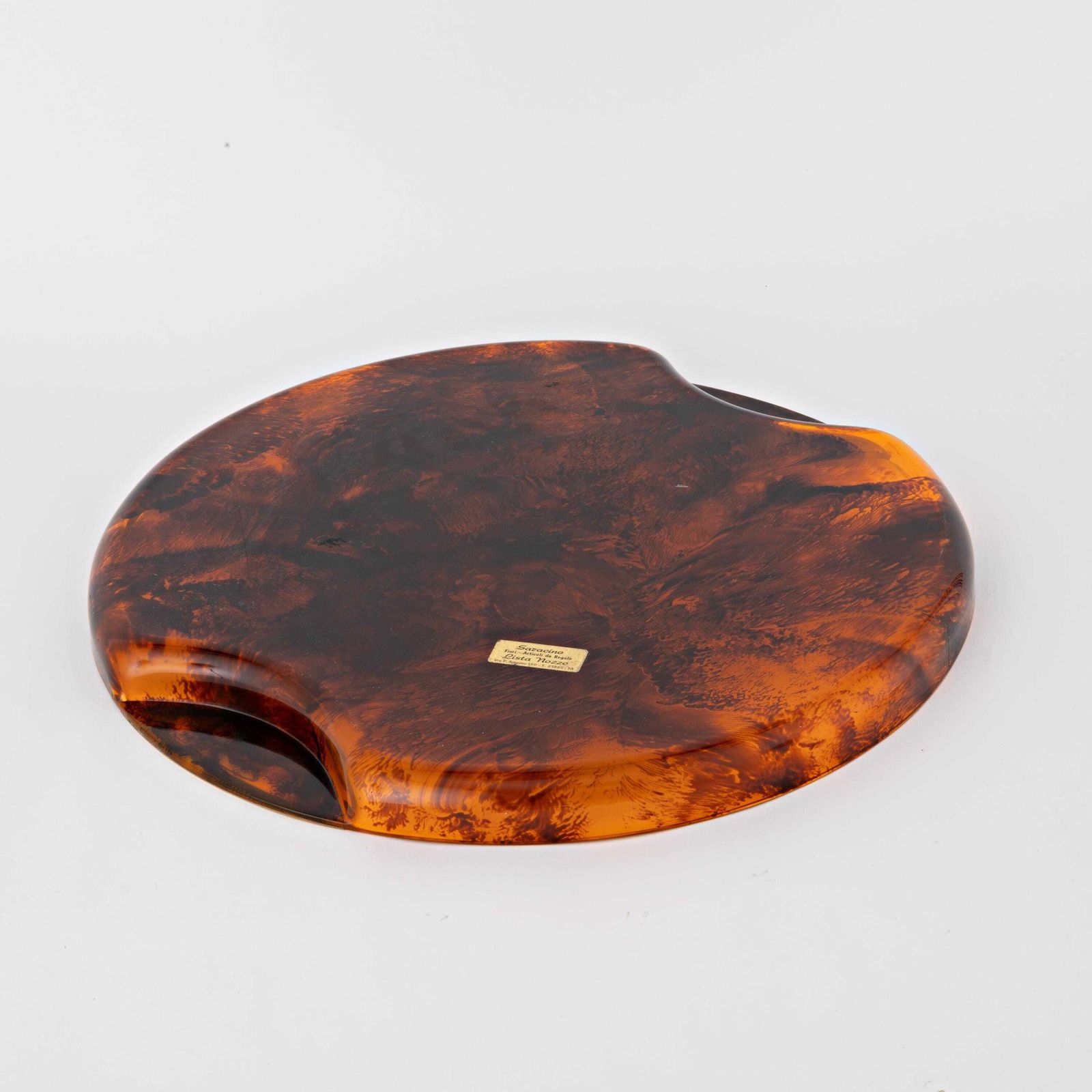 photo for sale Mid Century Guzzini Faux Schildpadschild Dienblad Acryl En Messing, Jaren 1970 | Italiaans Decoratief Serveerschaal Vintage Goud Bruin Schildpad Lucite Jaren 1970