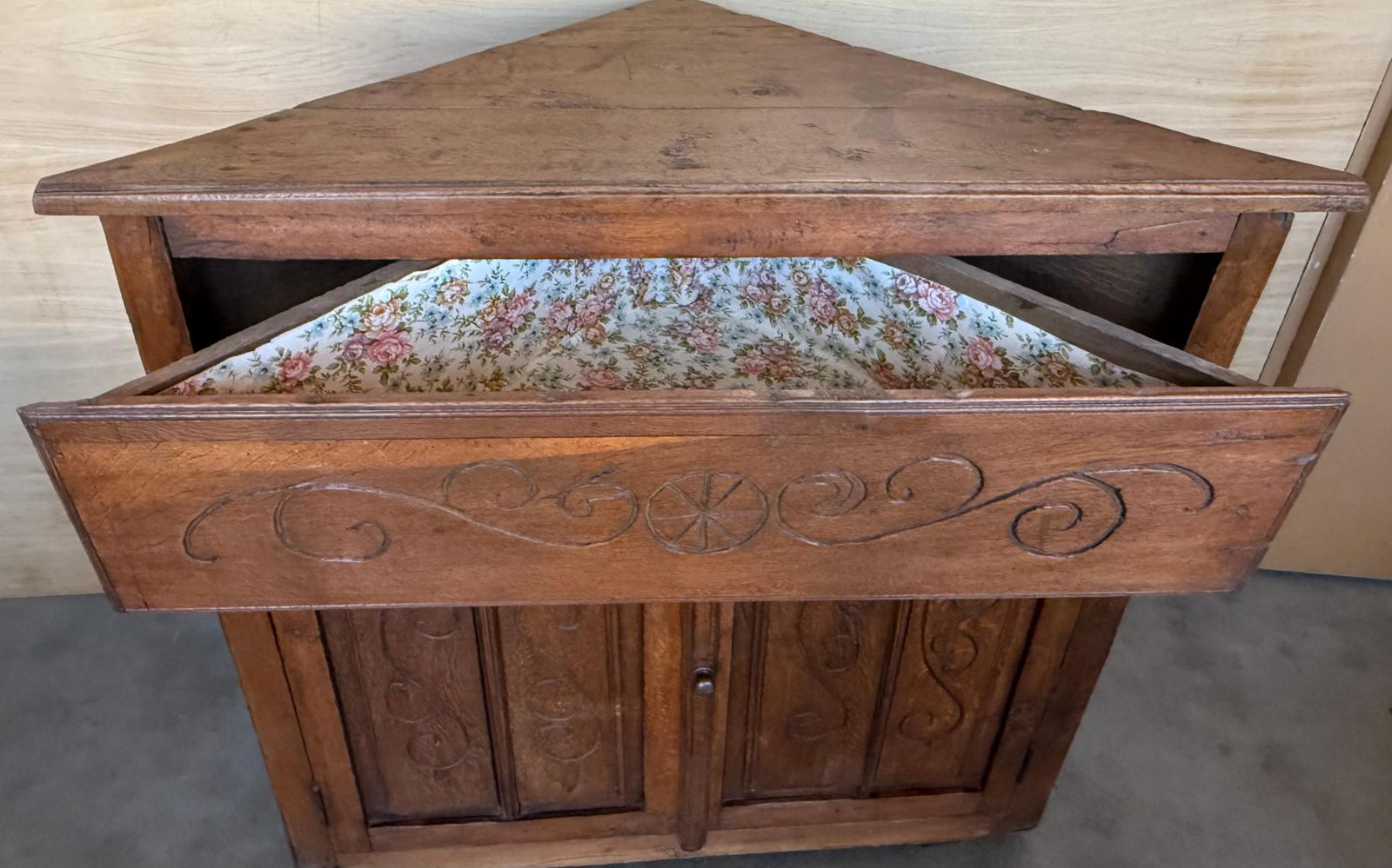 Antique Spanish Corner Cabinet Cupboard Storage With Drawer And Door photo buy