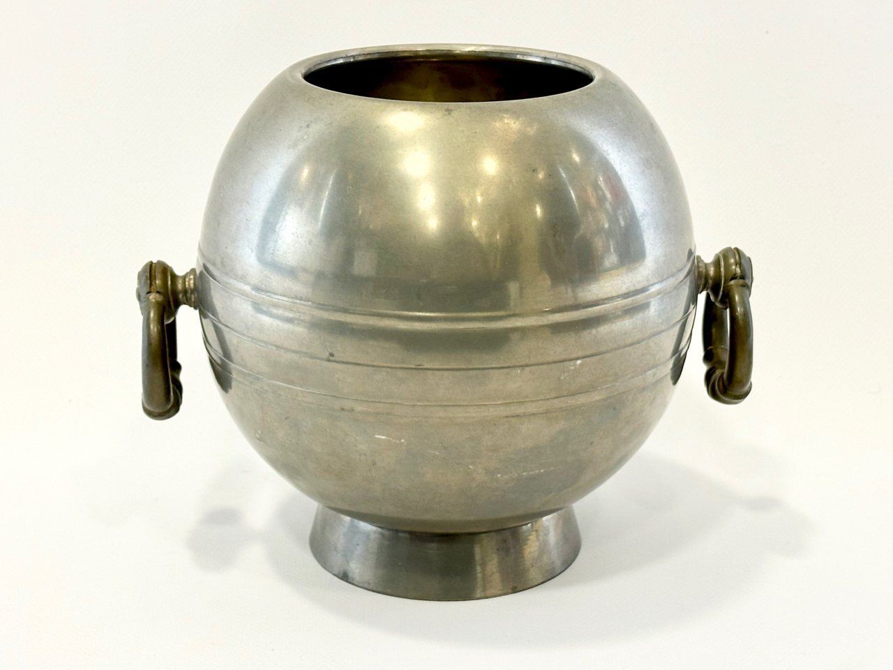 Swedish Art Deco Pewter Globe Vase With Handles From Gab, 1935 photo Home Decor