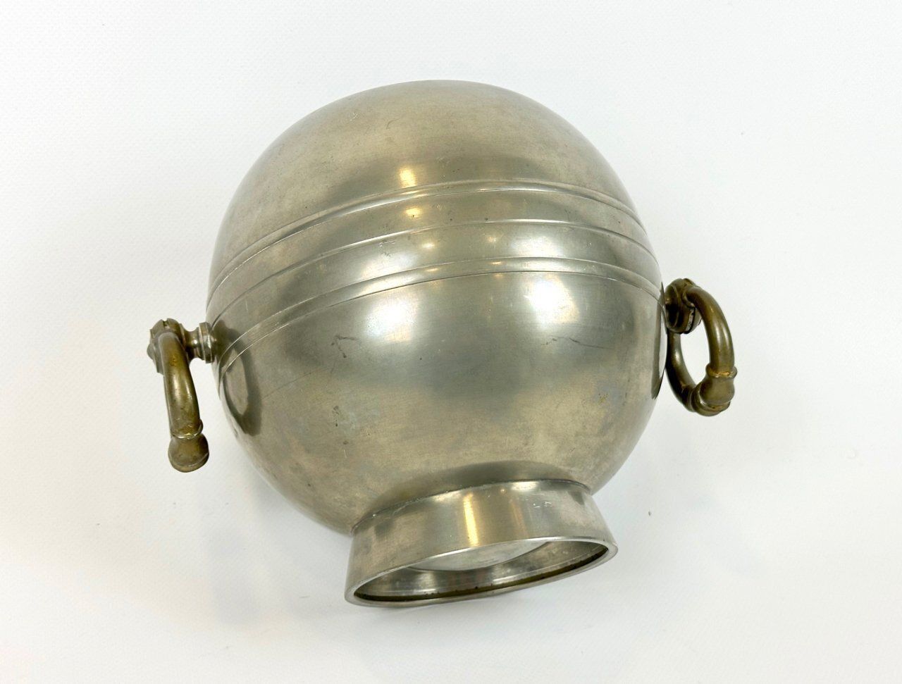 Swedish Art Deco Pewter Globe Vase With Handles From Gab, 1935 photo vintage