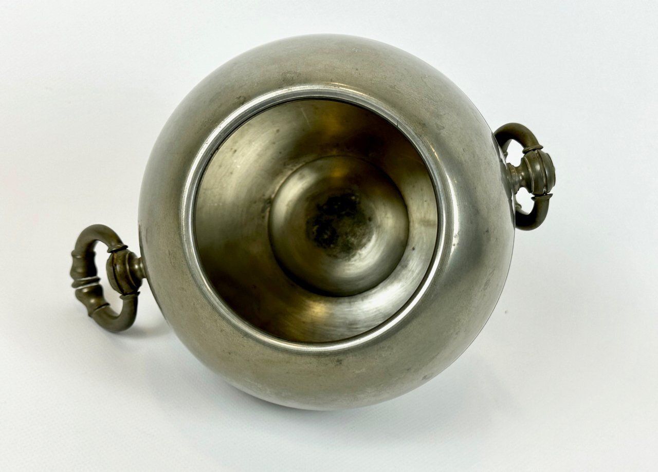 photo for sale Swedish Art Deco Pewter Globe Vase With Handles From Gab, 1935