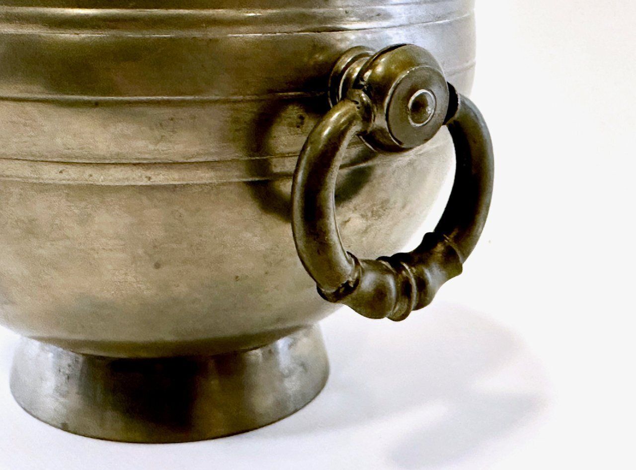 photo buy Swedish Art Deco Pewter Globe Vase With Handles From Gab, 1935