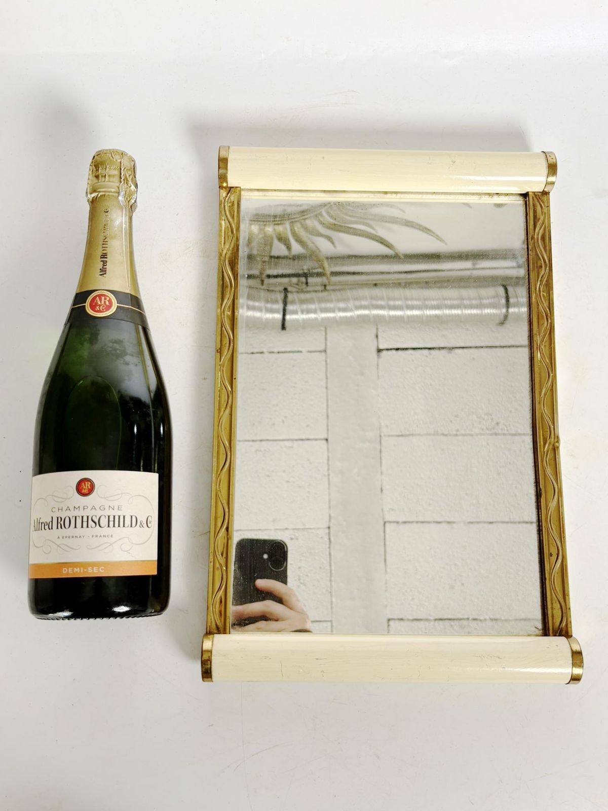 Art Deco Wooden And Mirrored Tray, France, 1940 photo vintage