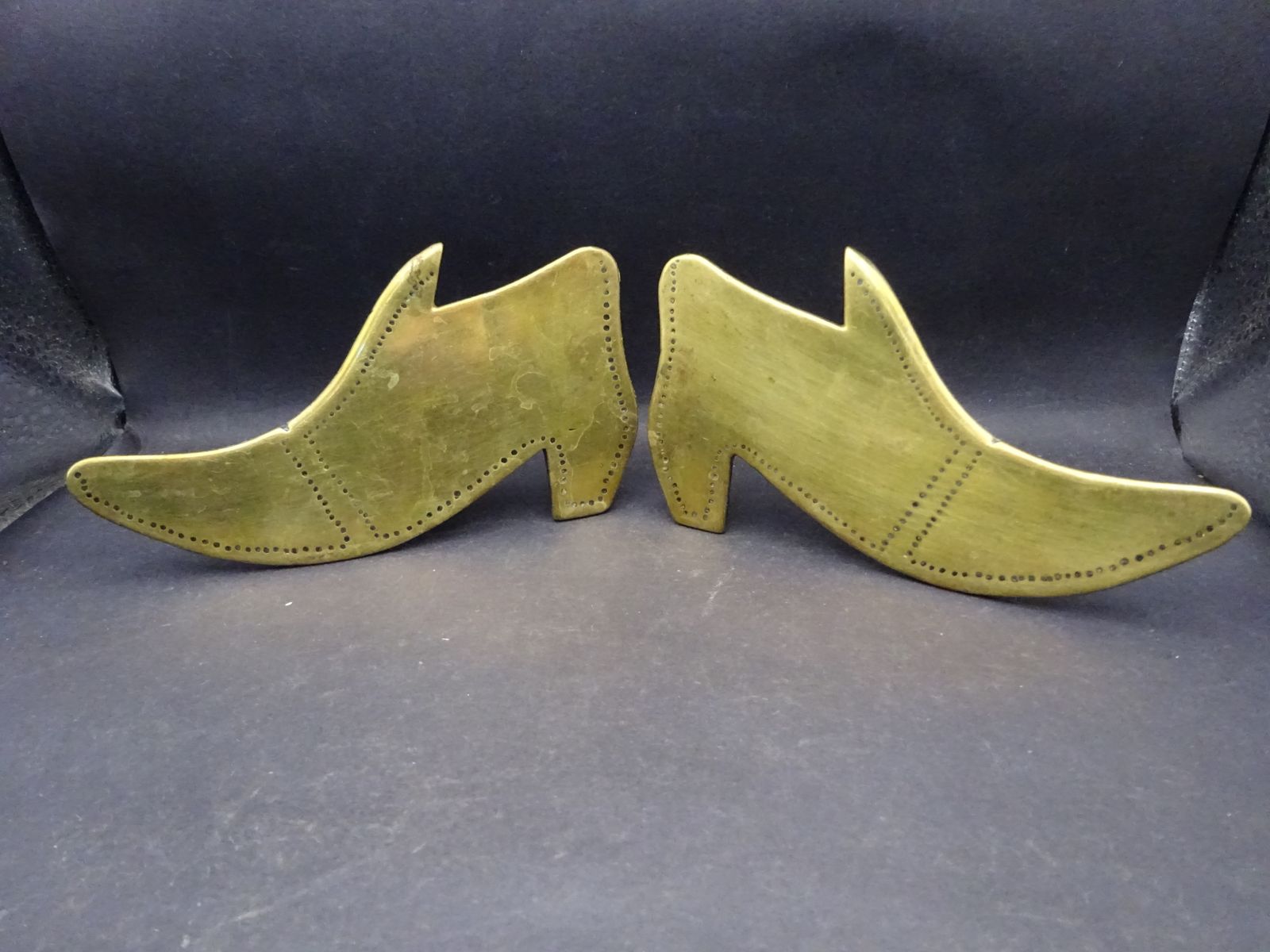 Pair Of Victorian Brass Mantel Fireside Boot, Good Luck