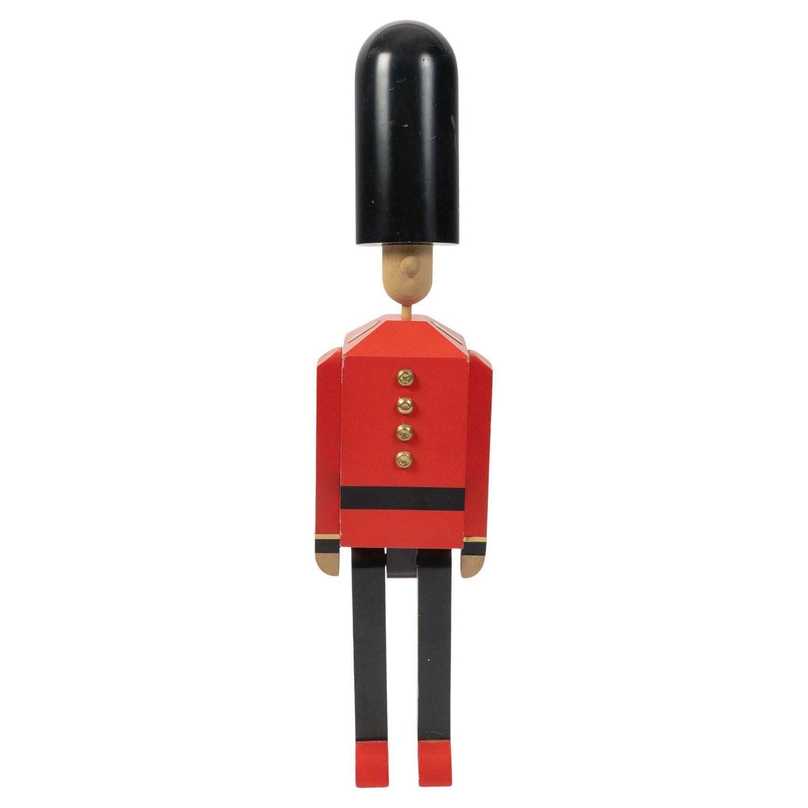 Painted Wood Sculpture Of An English Royal Guardsman, 20th Century.